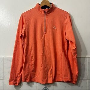 Rhoback Women’s Q-Zip 1/4 Pullover Peach Orange M Layer Golf Performance Stretch